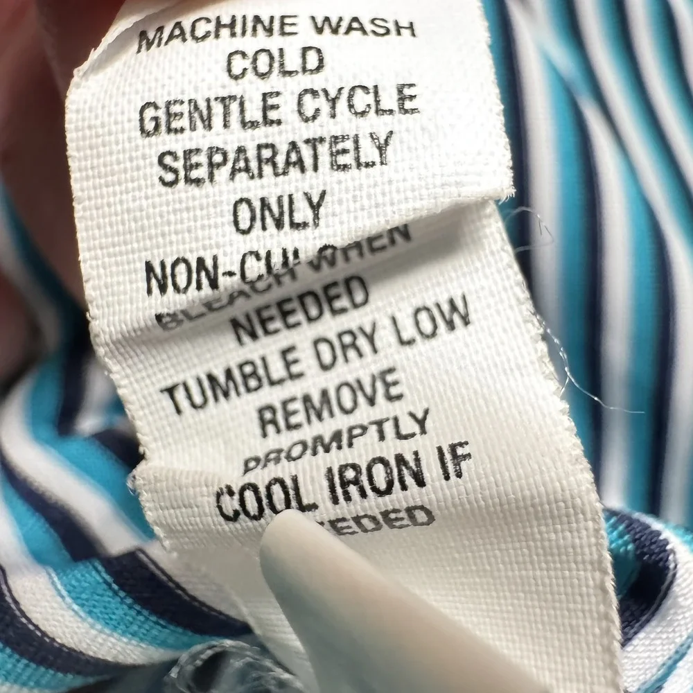 Ralph Lauren Polo Shirt Mens Small Blue White‎ Striped Stretch Golf Performance